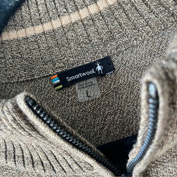 Smartwool Sparwood Half Zip Sweater Large Merino Wool Blend Heather Acorn Brown - Picture 3 of 5